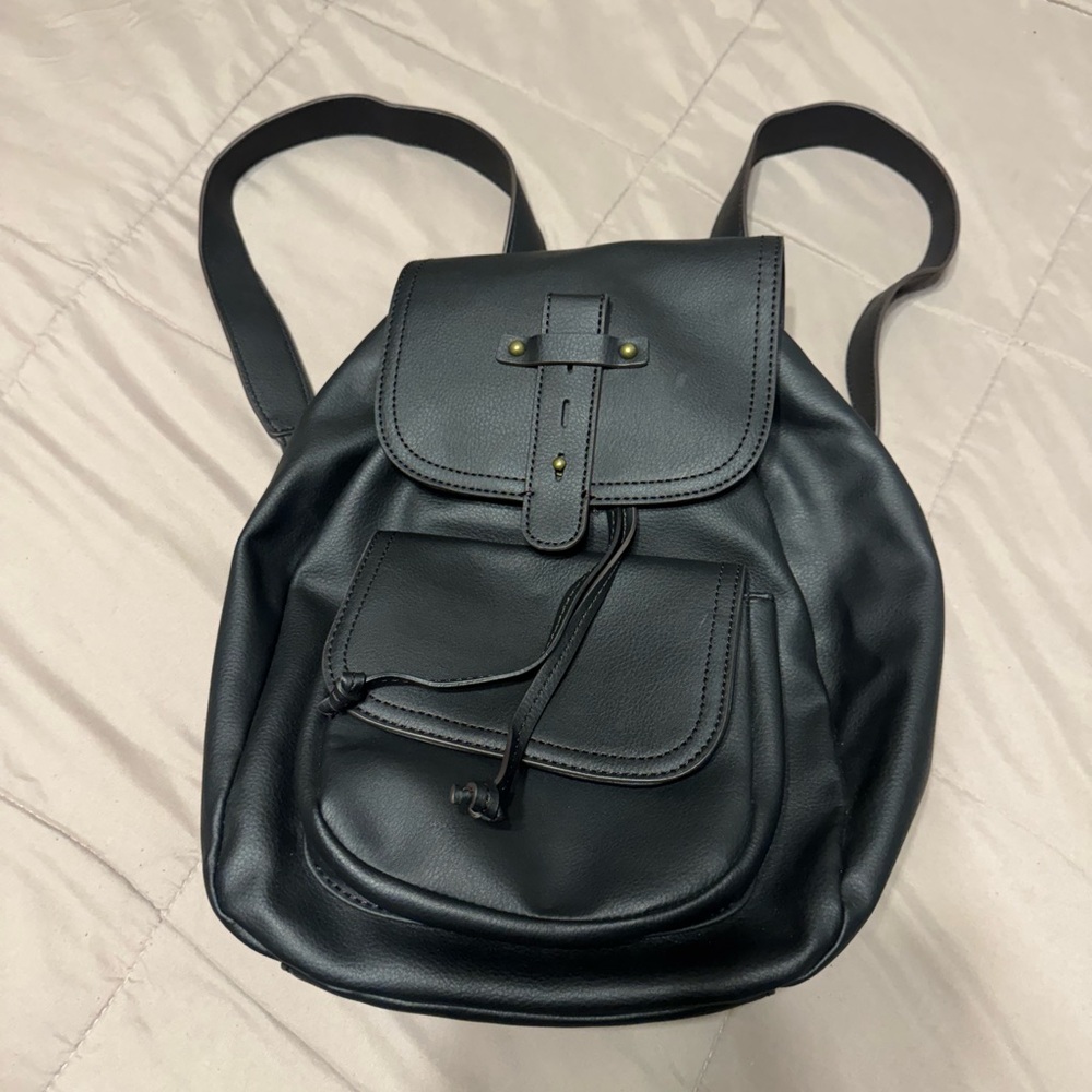a.n.a Black Leather Backpack